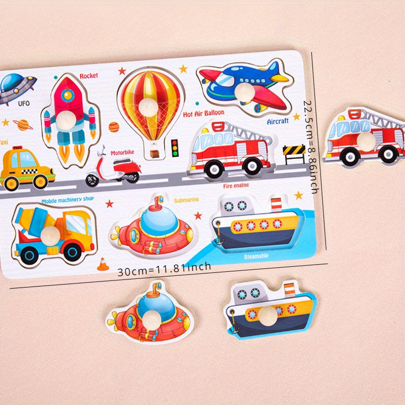 Educational Wooden Puzzle Toy for Recognizing Vegetables Numbers Letters Transportation and Ocean Animals