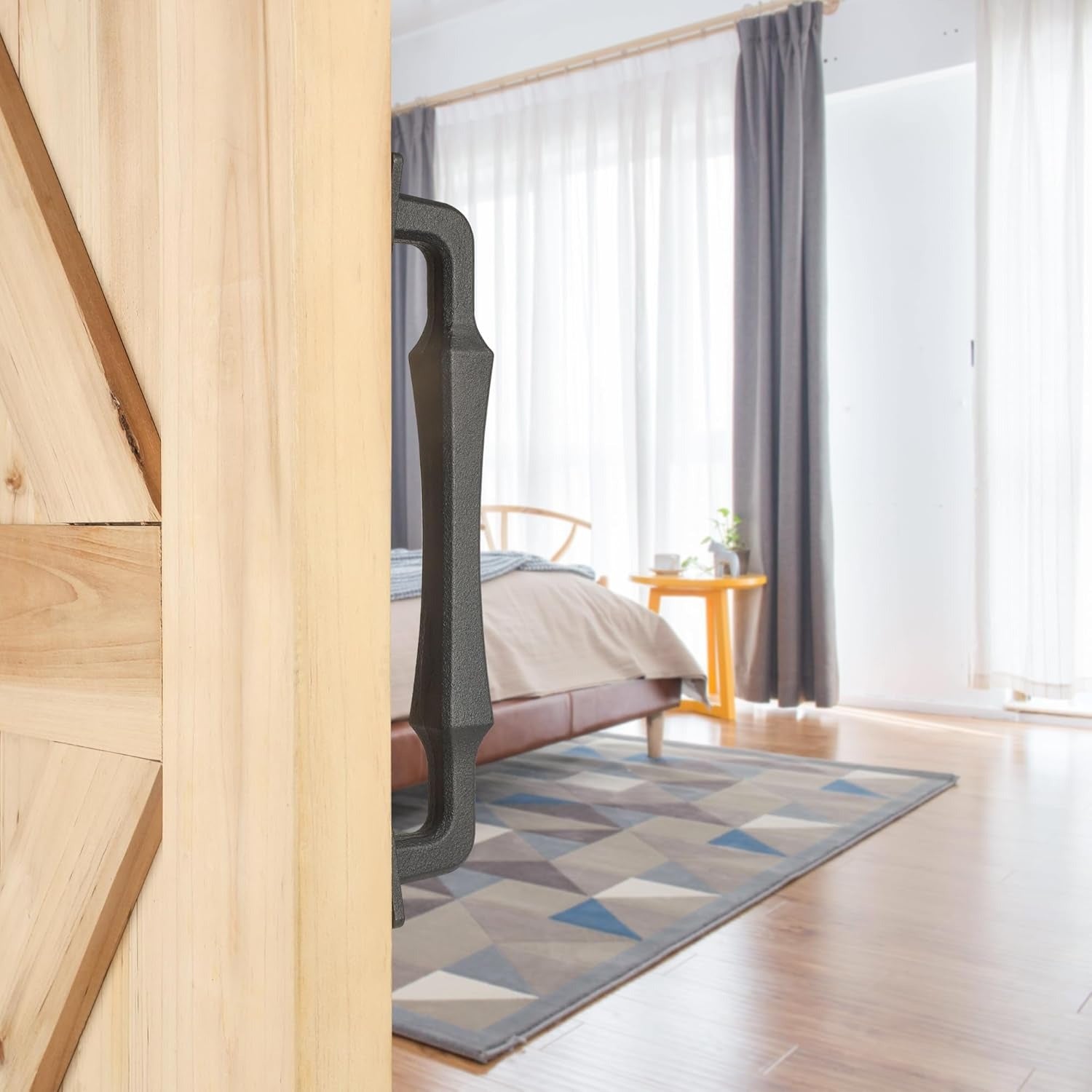 25.4cm Heavy Duty Matte Black Sliding Barn Door Handle for Interior and Exterior Doors