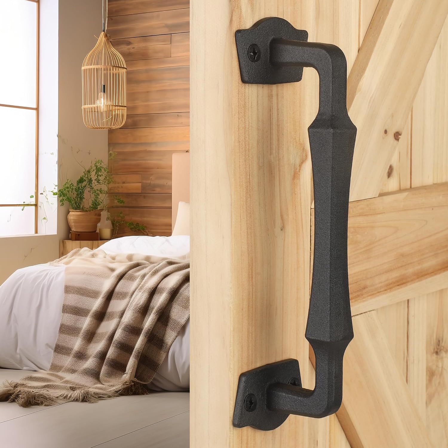 25.4cm Heavy Duty Matte Black Sliding Barn Door Handle for Interior and Exterior Doors