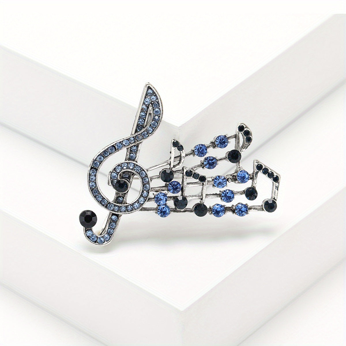 Crystal Brooch Pin with Musical Note Design Rhinestone Embellishments Irregular Shape for Women and Men