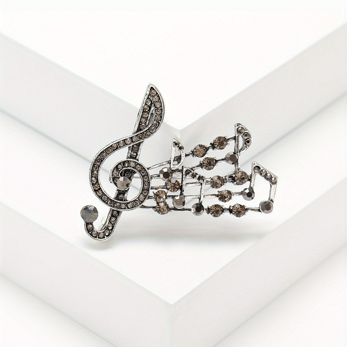 Crystal Brooch Pin with Musical Note Design Rhinestone Embellishments Irregular Shape for Women and Men