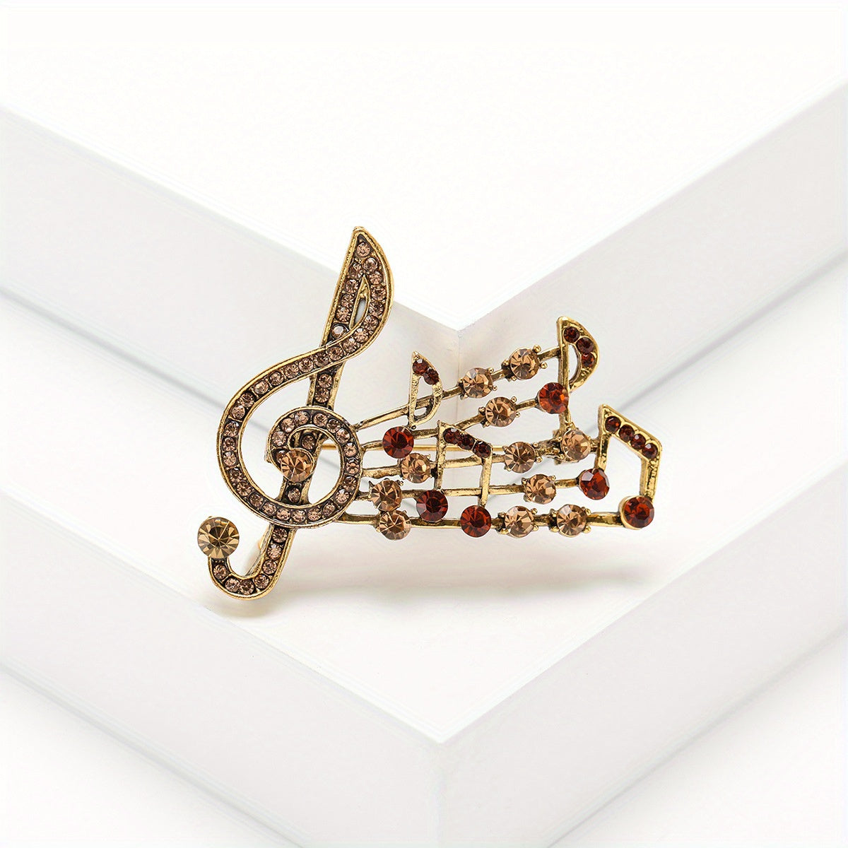 Crystal Brooch Pin with Musical Note Design Rhinestone Embellishments Irregular Shape for Women and Men