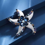 Rhinestone Starfish Brooch Crystal Corsage for Women Elegant Jewelry for Events
