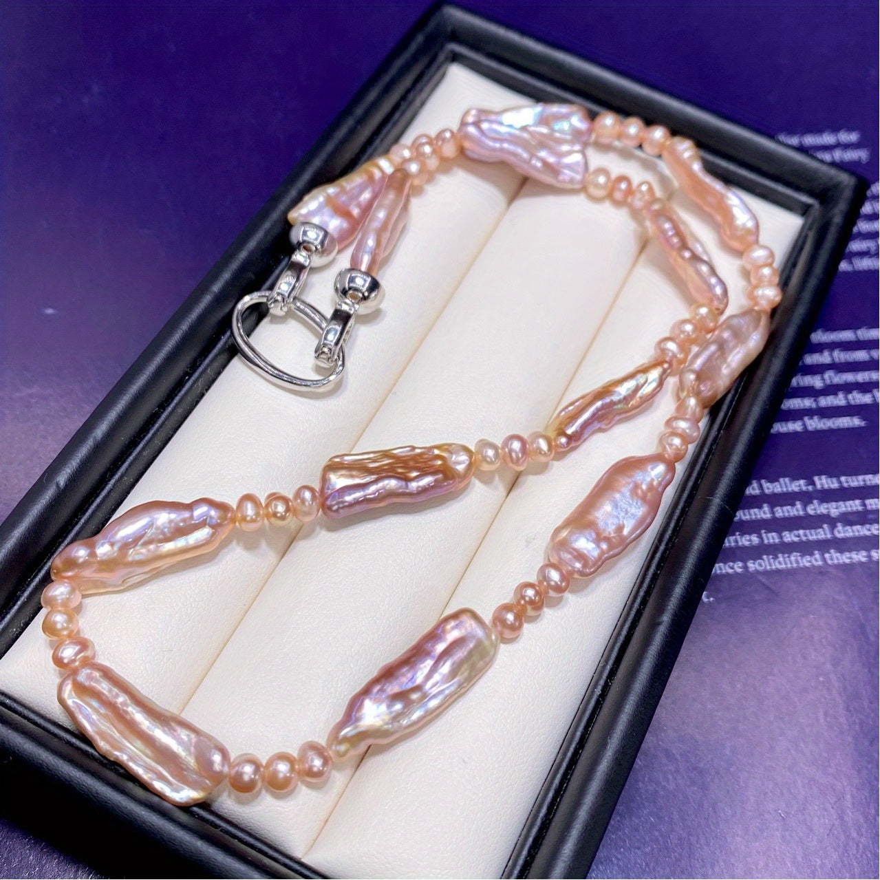 Unique Baroque Freshwater Pearl Bracelet Adjustable Purple Irregular Shapes Gift for Art Lovers