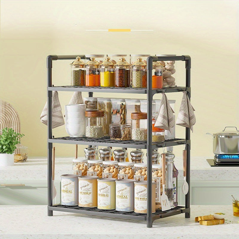 Estante de almacenamiento de cocina de metal, de 3 niveles, impermeable y antióxido, para especias y utensilios