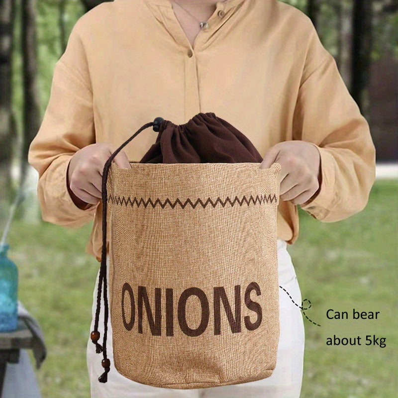 Brown Jute Burlap Storage Bag Rectangular Organizer for Vegetables and Bread