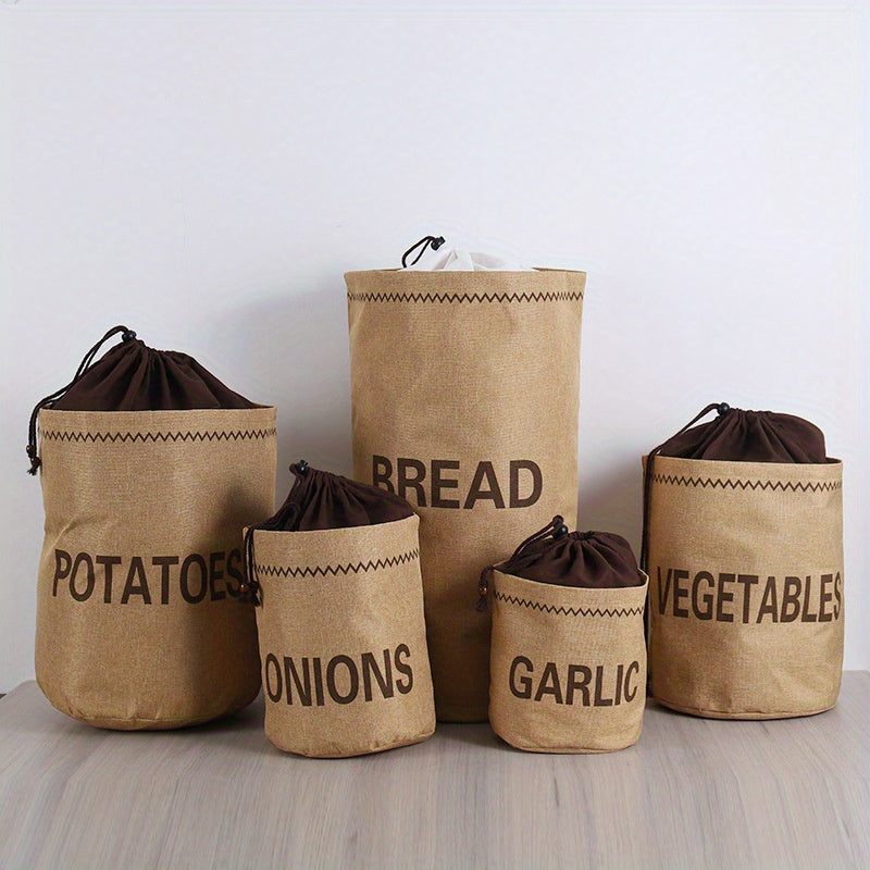 Brown Jute Burlap Storage Bag Rectangular Organizer for Vegetables and Bread