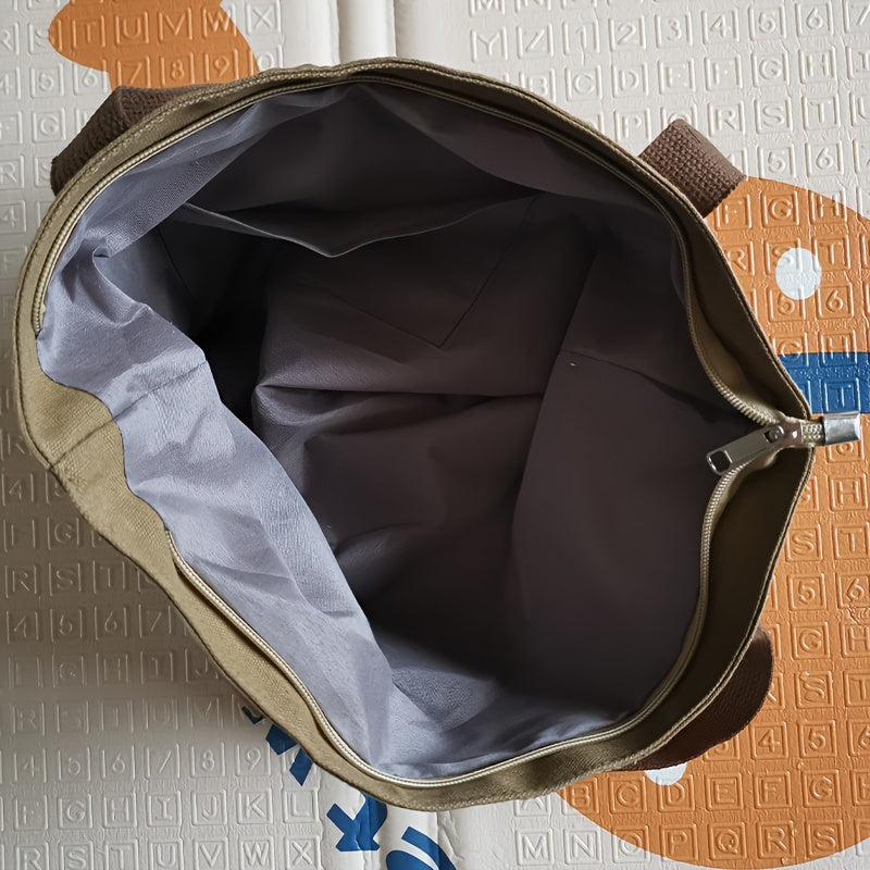 Animal Print Tote Bag for Women with Zipper Closure and Polyester Lining