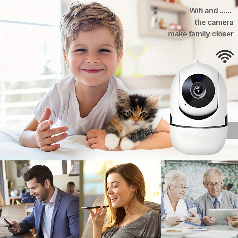 AI Smart Human Tracking Motion Detection, 2.4G Alarm Push, Video Surveillance, Smart Home Security Camera Mini Camera PTZ Camera Two-way Audio Security for Indoor and Outdoor Pet Monitoring. Bu Kamera 1 dona HD 1080P simsiz xavfsizlik WIFI kamerasidir.