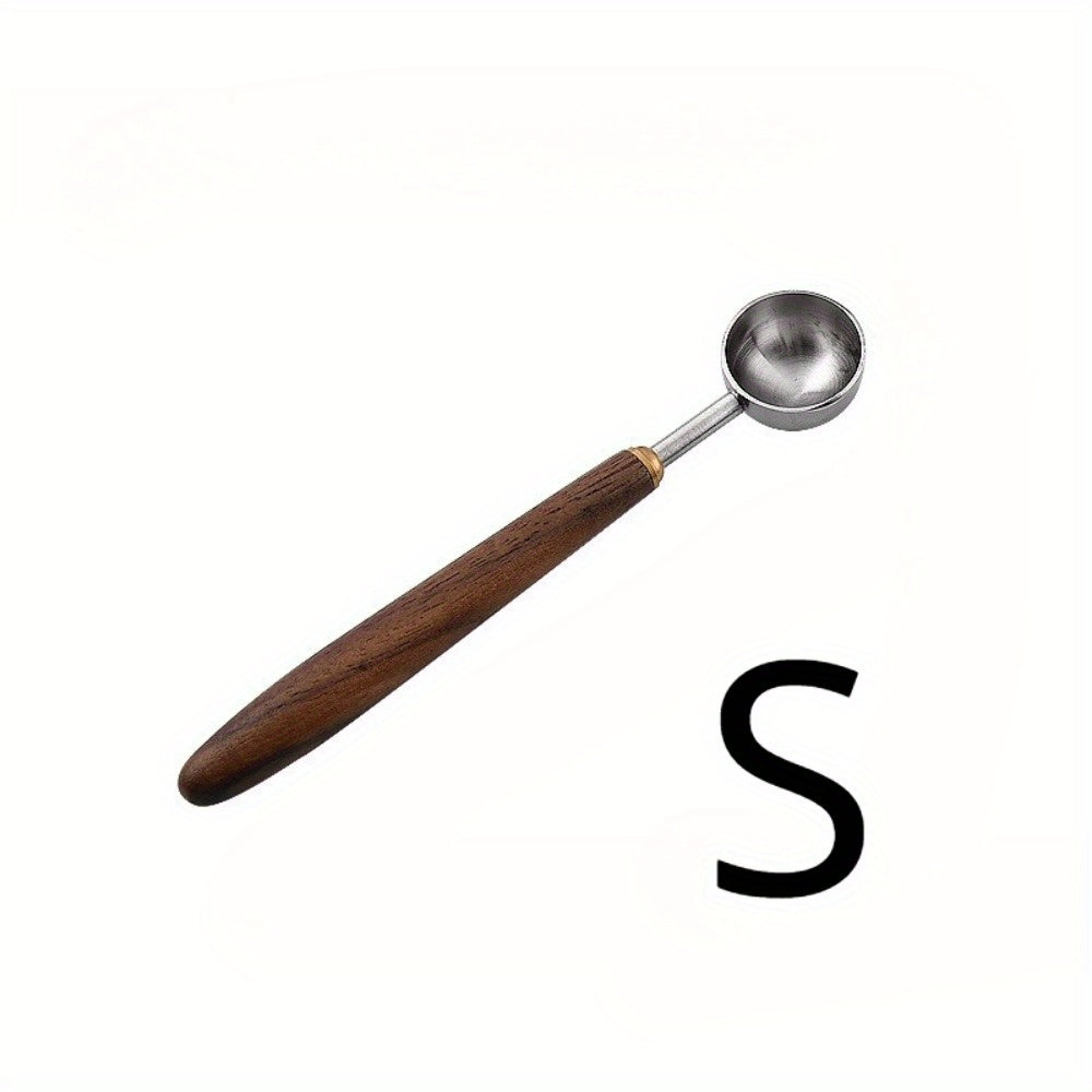 Walnut Finish Stainless Steel Coffee Scoop with Wooden Handle Long-Handled Measuring Spoon for Coffee Beans and Grounds