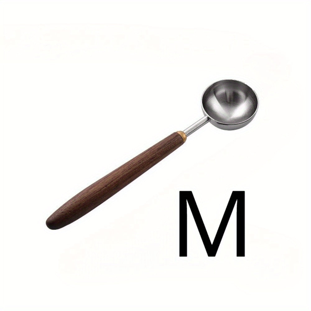 Walnut Finish Stainless Steel Coffee Scoop with Wooden Handle Long-Handled Measuring Spoon for Coffee Beans and Grounds