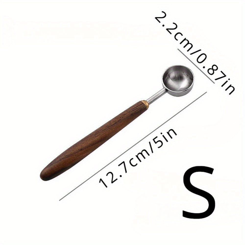Walnut Finish Stainless Steel Coffee Scoop with Wooden Handle Long-Handled Measuring Spoon for Coffee Beans and Grounds