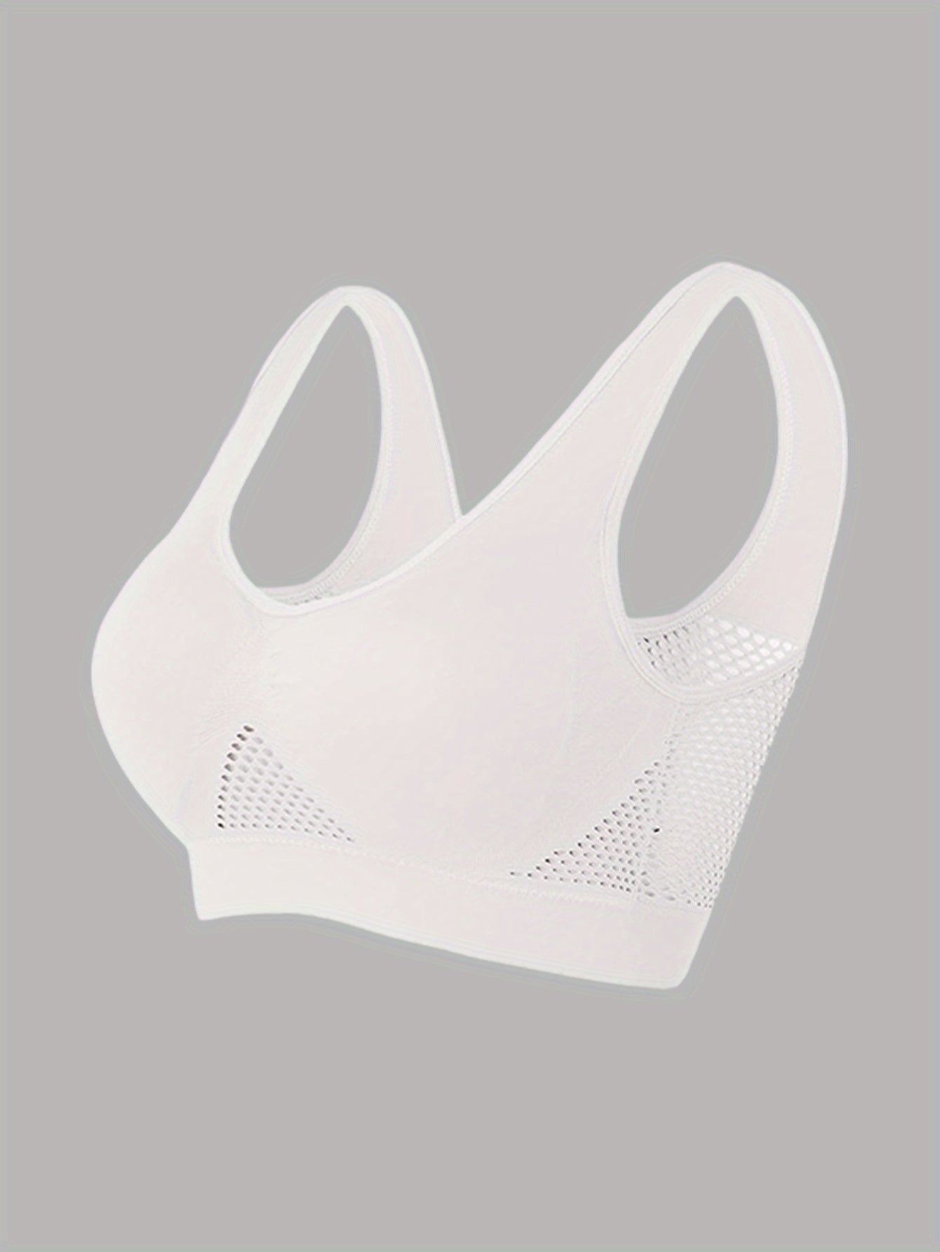 Plus Size Women's Sports Bra Wireless Shockproof Wide Straps Nylon Medium Stretch Solid