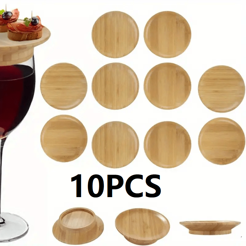 Set of 2/4/10 Bamboo Wine Glass Charcuterie Toppers for DIY Boards and Appetizer Plates
