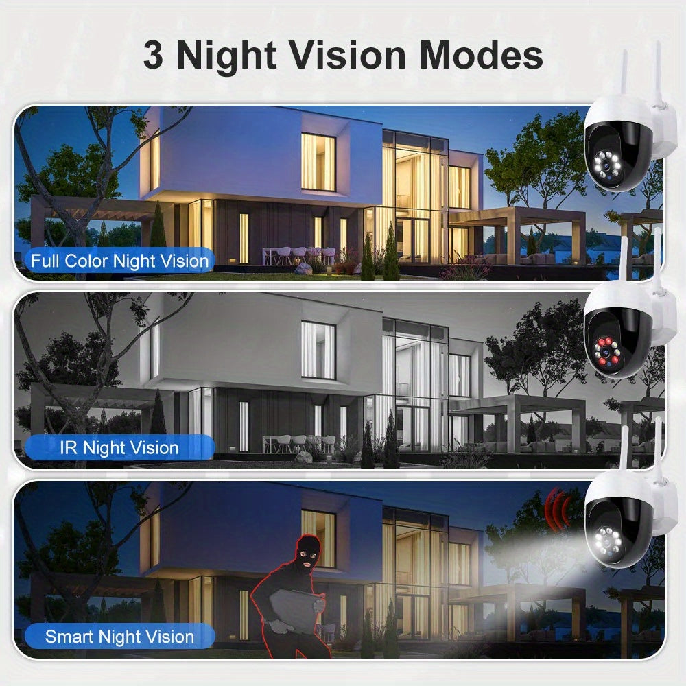2MP Outdoor Security Camera WiFi Night Vision Smart Tracking Full Color Cloud Storage