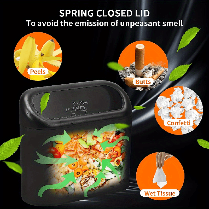 3-Piece Plastic Car Trash Can Set with Garbage Bags and Door Hanger