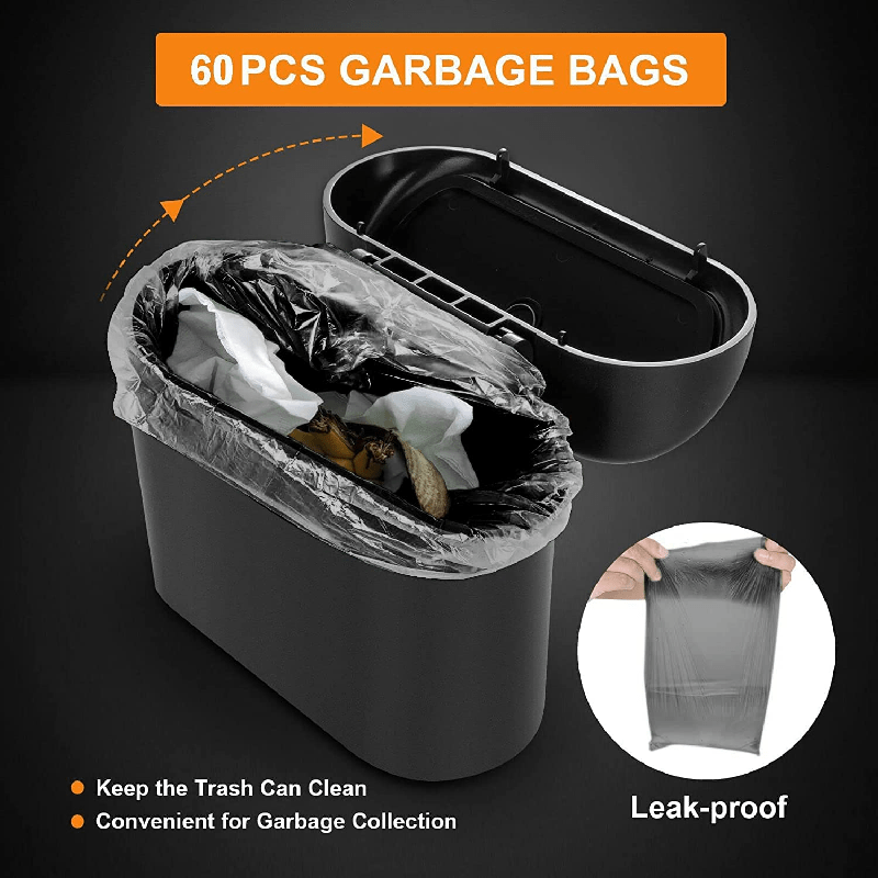 3-Piece Plastic Car Trash Can Set with Garbage Bags and Door Hanger
