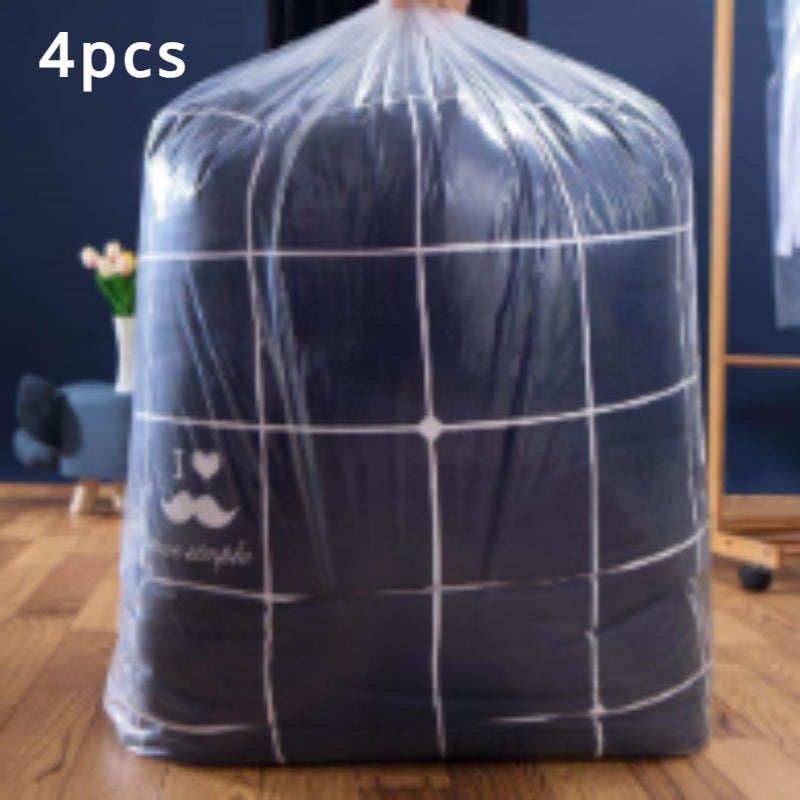 Set of 4 Clear Waterproof Storage Bags for Clothes and Toys with Drawstring Closure