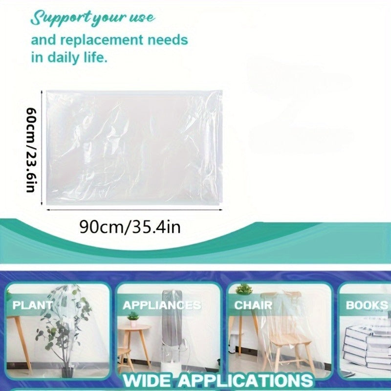 Set of 4 Clear Waterproof Storage Bags for Clothes and Toys with Drawstring Closure