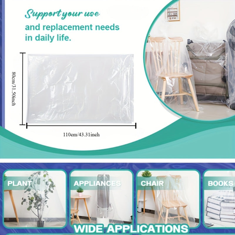 Set of 4 Clear Waterproof Storage Bags for Clothes and Toys with Drawstring Closure