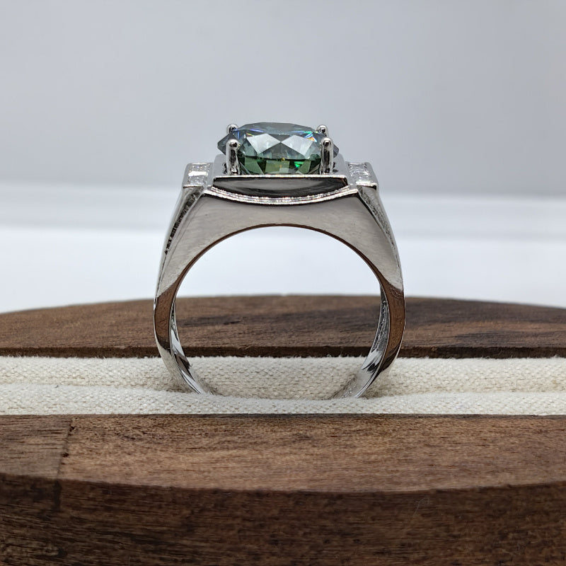Sterling Silver 5 Carat Blue-Green Moissanite Engagement Ring for Her