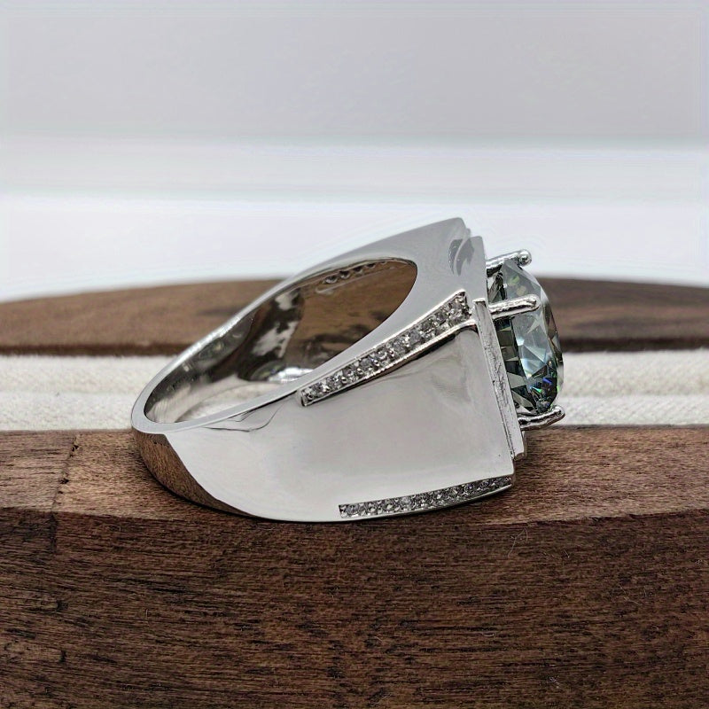 Sterling Silver 5 Carat Blue-Green Moissanite Engagement Ring for Her