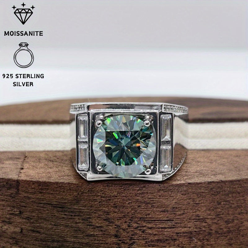Sterling Silver 5 Carat Blue-Green Moissanite Engagement Ring for Her