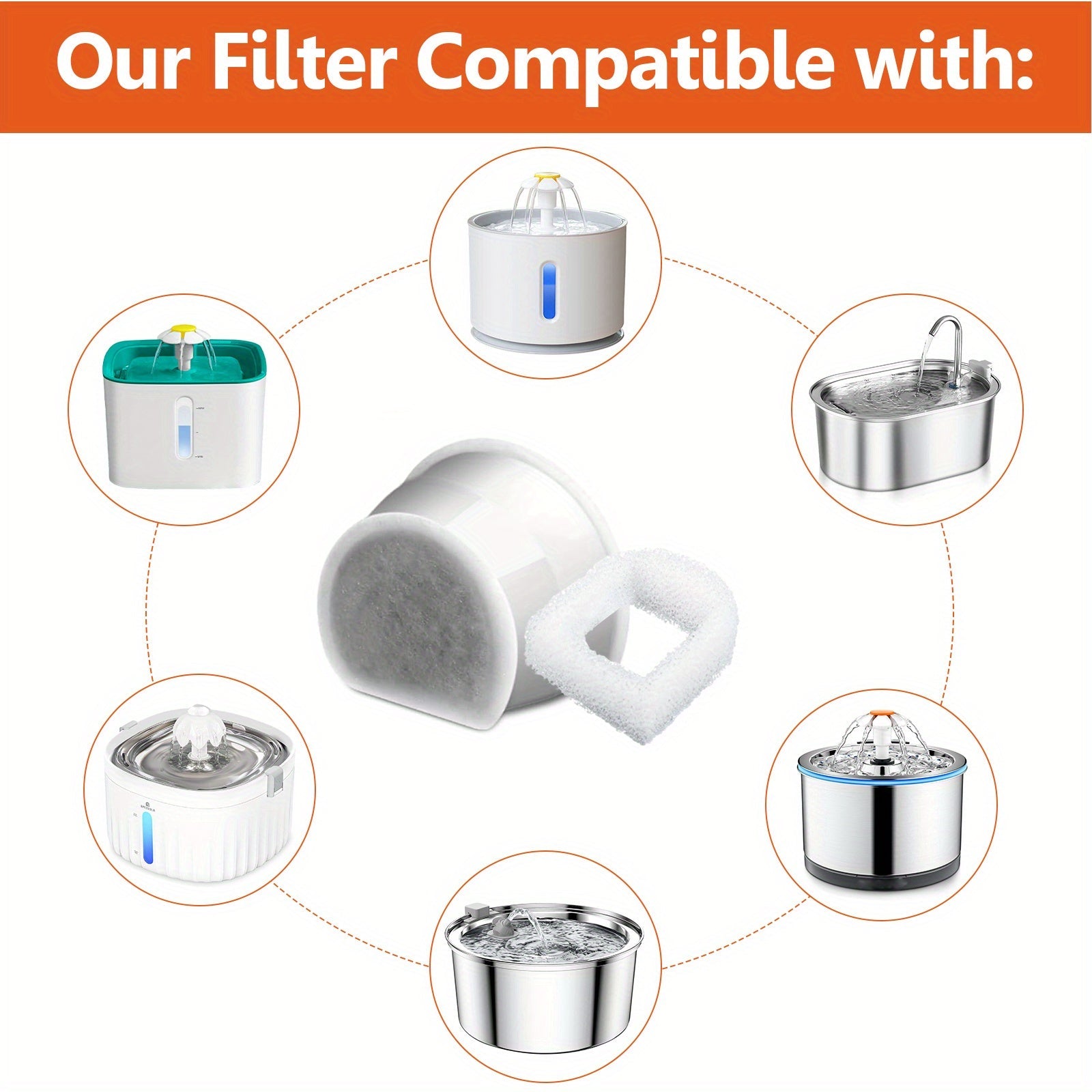 PetSafe Drinkwell mushuk suv fontanlari uchun 6 ta premium ko'mir filtrlari to'plami - almashtirish uchun samarali uglerod ko'mir filtrlari