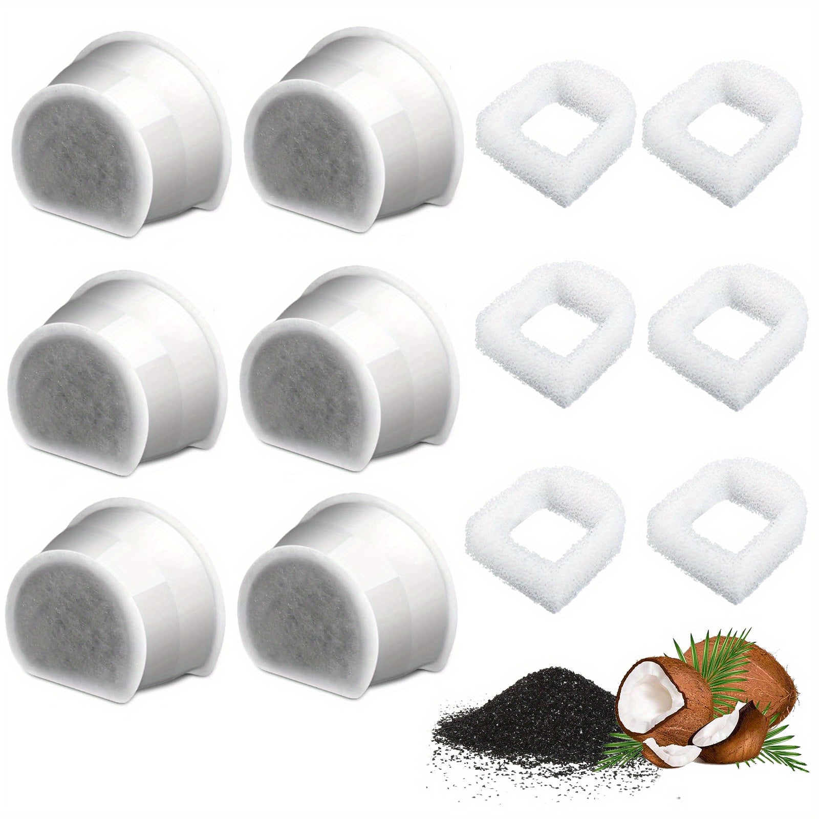 PetSafe Drinkwell mushuk suv fontanlari uchun 6 ta premium ko'mir filtrlari to'plami - almashtirish uchun samarali uglerod ko'mir filtrlari