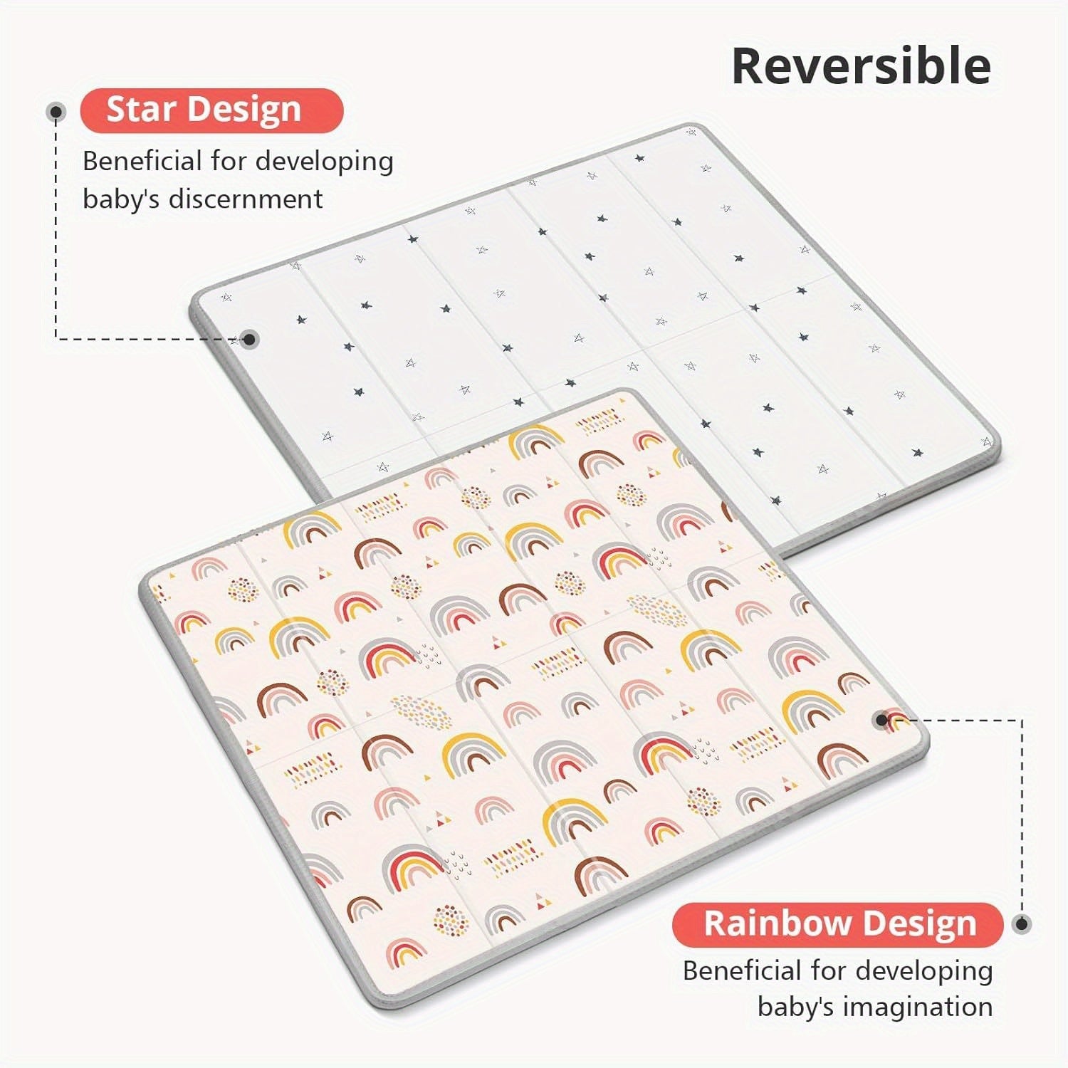 Large Kids Play Mat 149cm Waterproof Reversible Foam Non-Slip with Rainbow Stars
