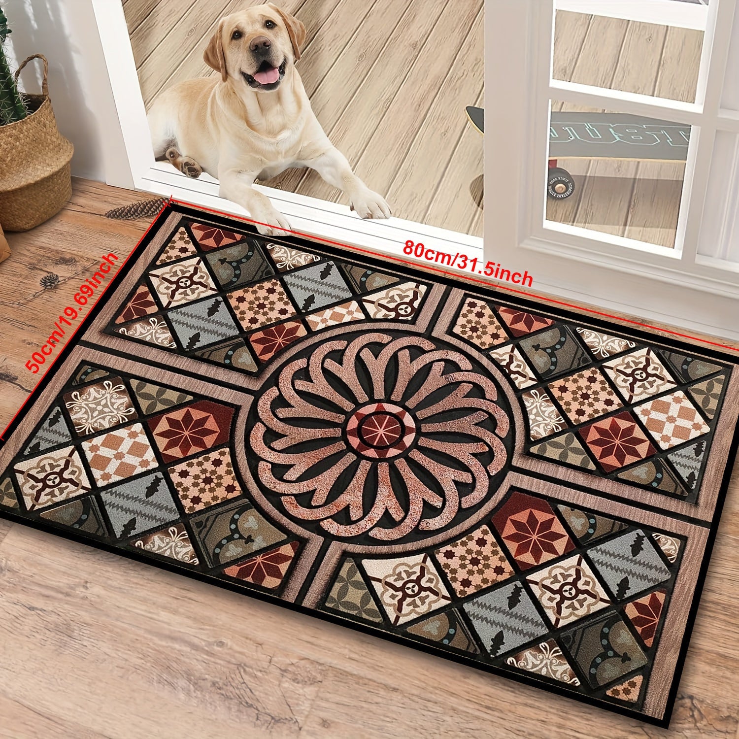 Stain-Resistant Crystal Velvet Entry Door Mat, Machine Washable, Indoor Rug