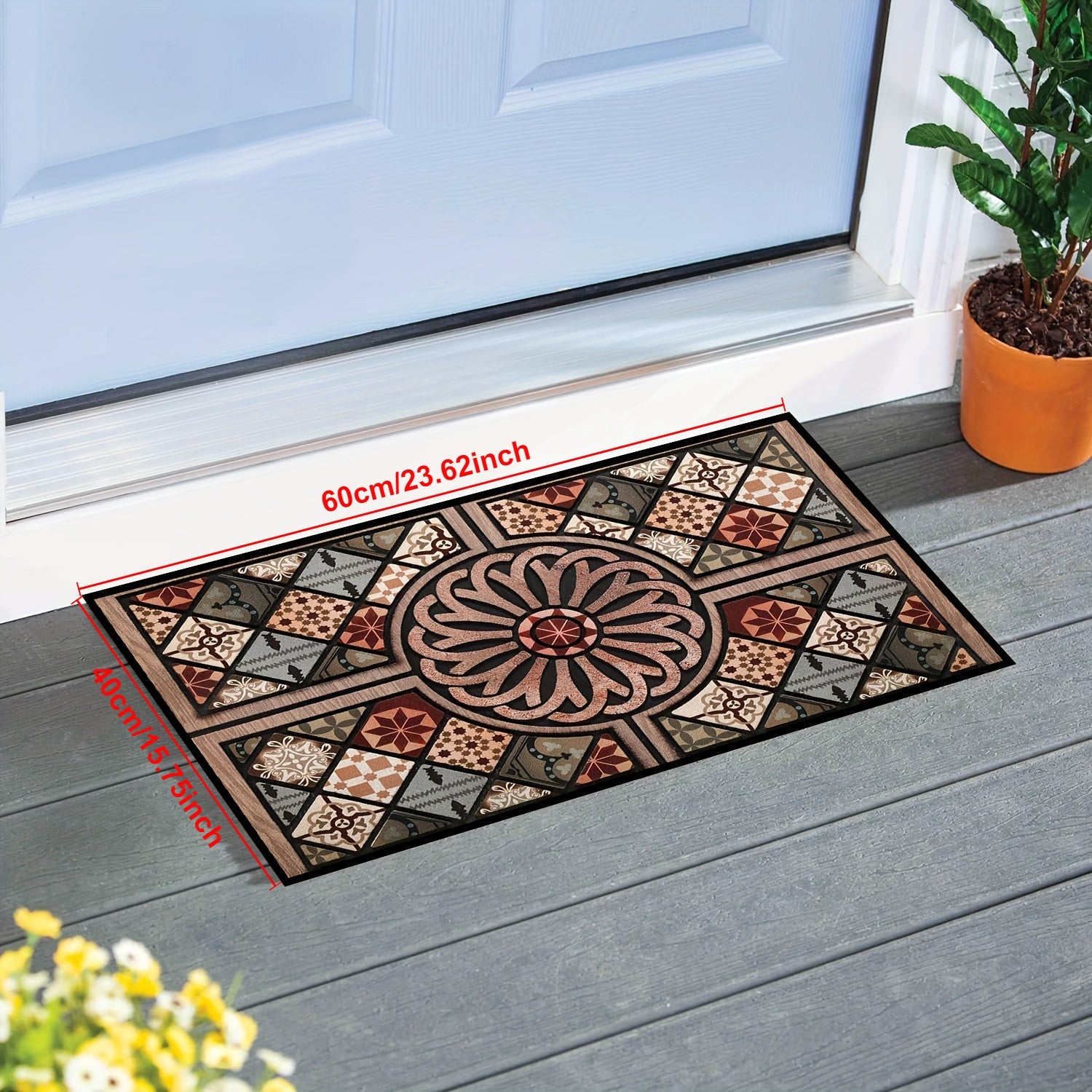 Stain-Resistant Crystal Velvet Entry Door Mat, Machine Washable, Indoor Rug