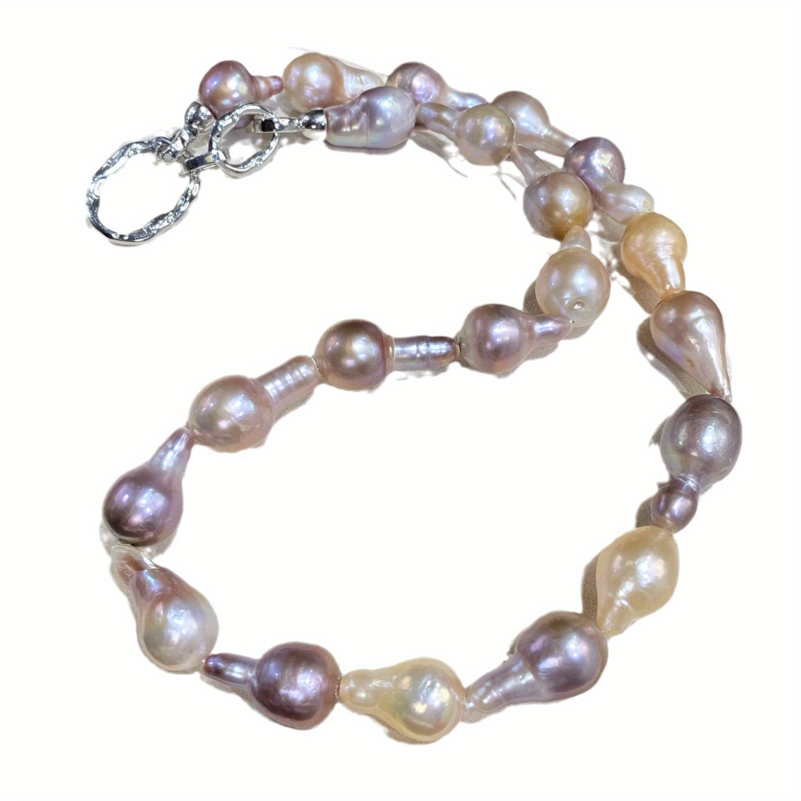 Women’s Baroque Pearl Necklace with Mixed Colors and Unique Charms