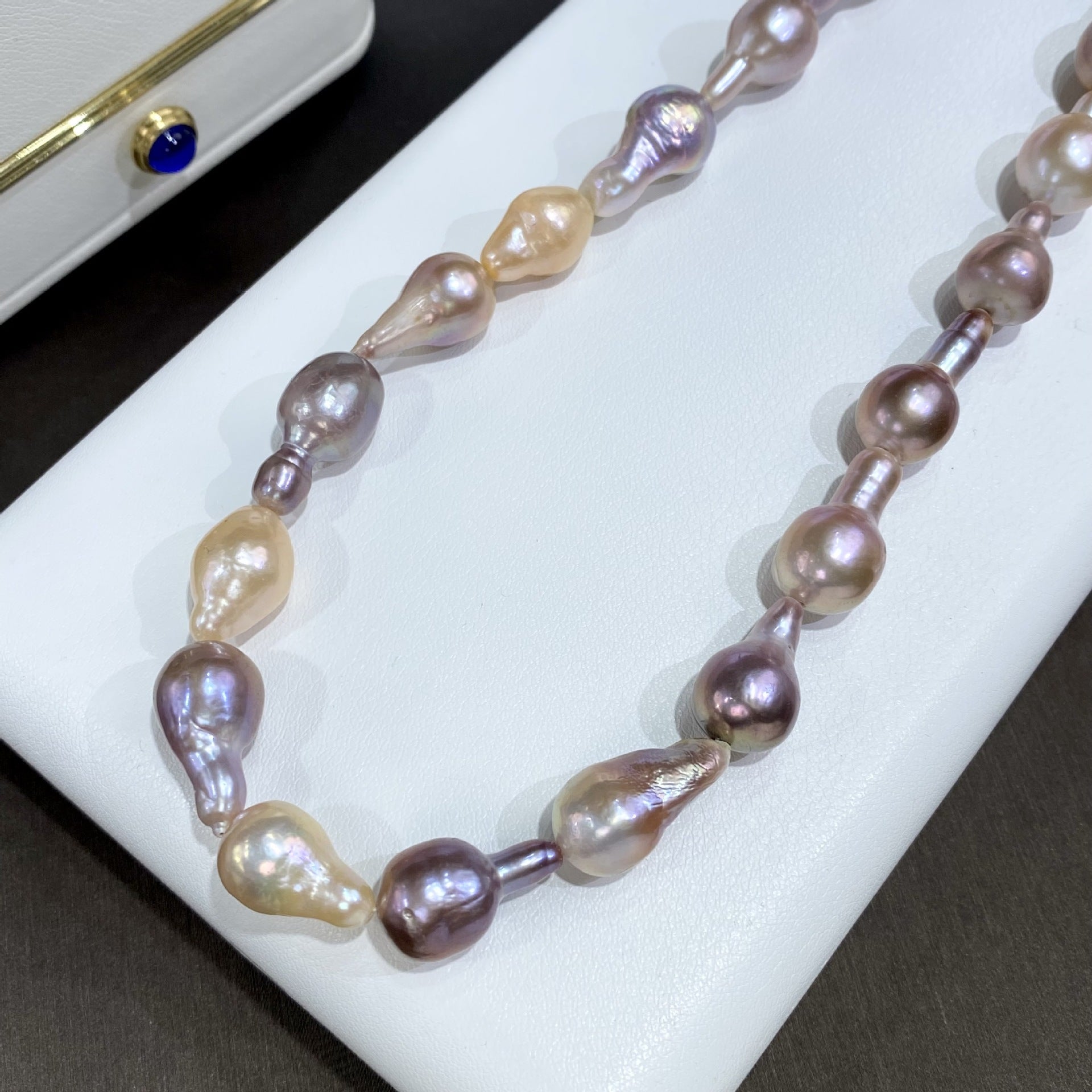 Women’s Baroque Pearl Necklace with Mixed Colors and Unique Charms