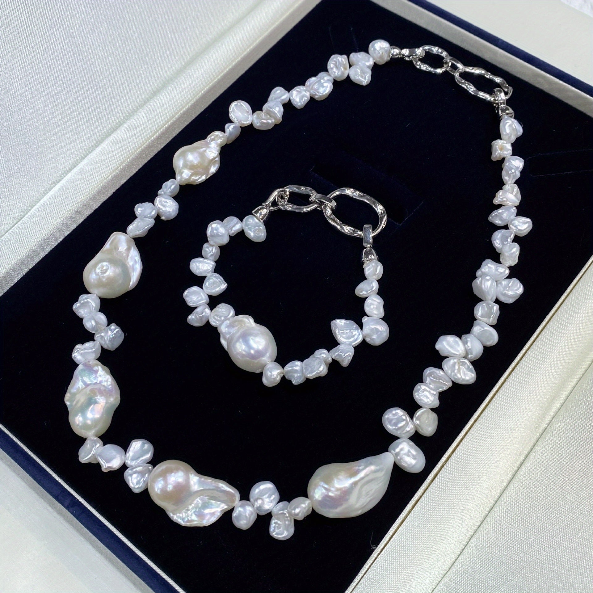 White Baroque Pearl Necklace Feminine Elegant Natural Pearls Statement Jewelry