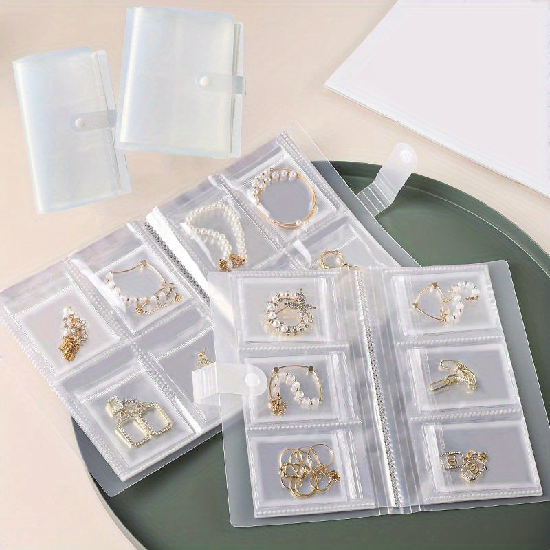 Portable Plastic Jewelry Storage Book with 84/160 Clear Pockets for Earrings Rings and Necklaces