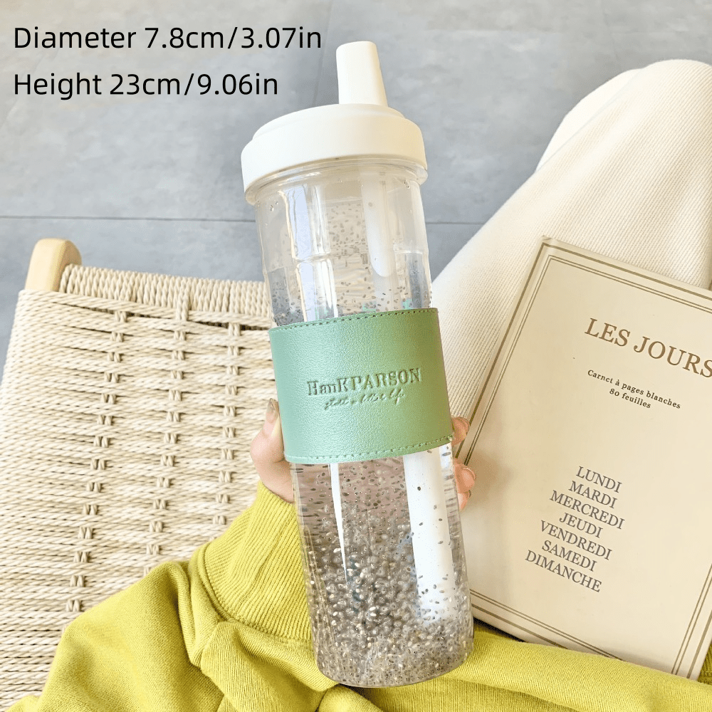 850ml Insulated Water Bottle with Straw BPA-Free Drop-Proof for Milk Tea Boba Gray Pink Green