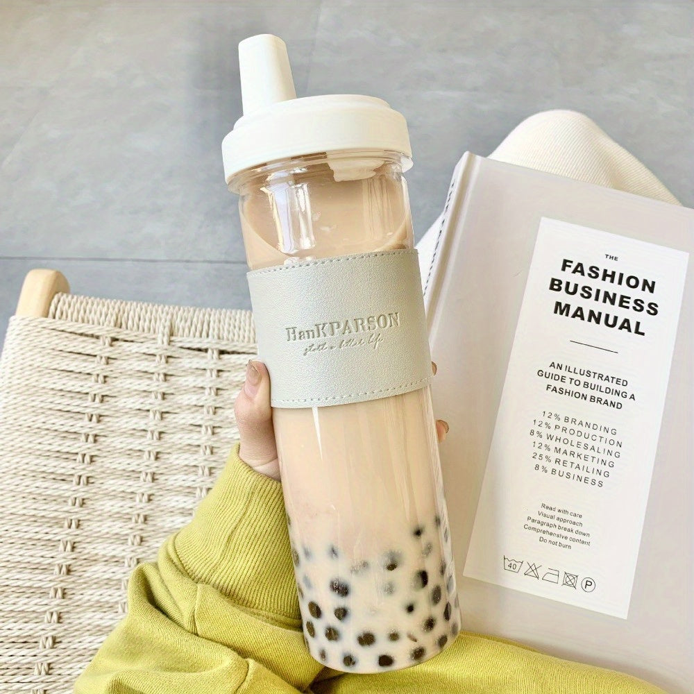 850ml Insulated Water Bottle with Straw BPA-Free Drop-Proof for Milk Tea Boba Gray Pink Green