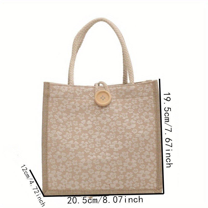 Bolso tote de estampado floral para mujer, bolso casual para almuerzo, bolso de mano