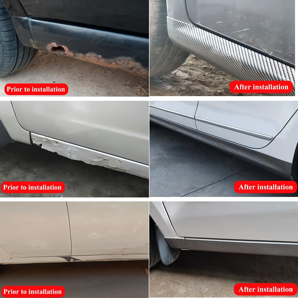 Car Side Skirt Protector PVC Anti-Scratch Rust Repair Strip Front