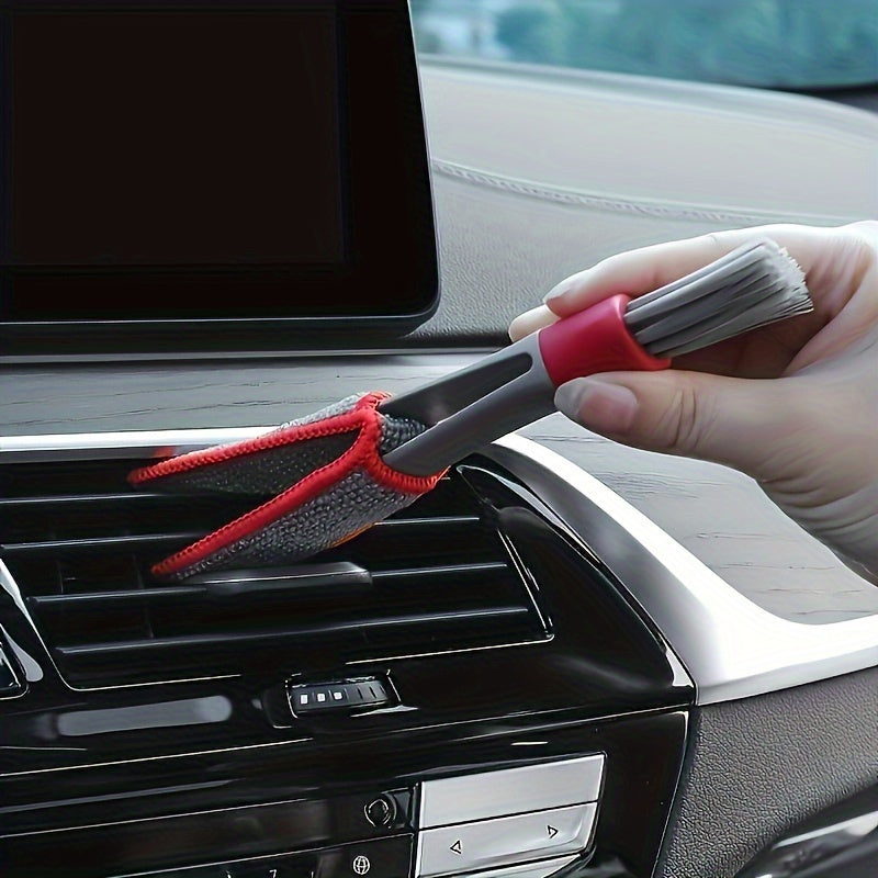 Dual-Head Car Cleaning Brush Set Soft Bristles All-Purpose Interior Detailer
