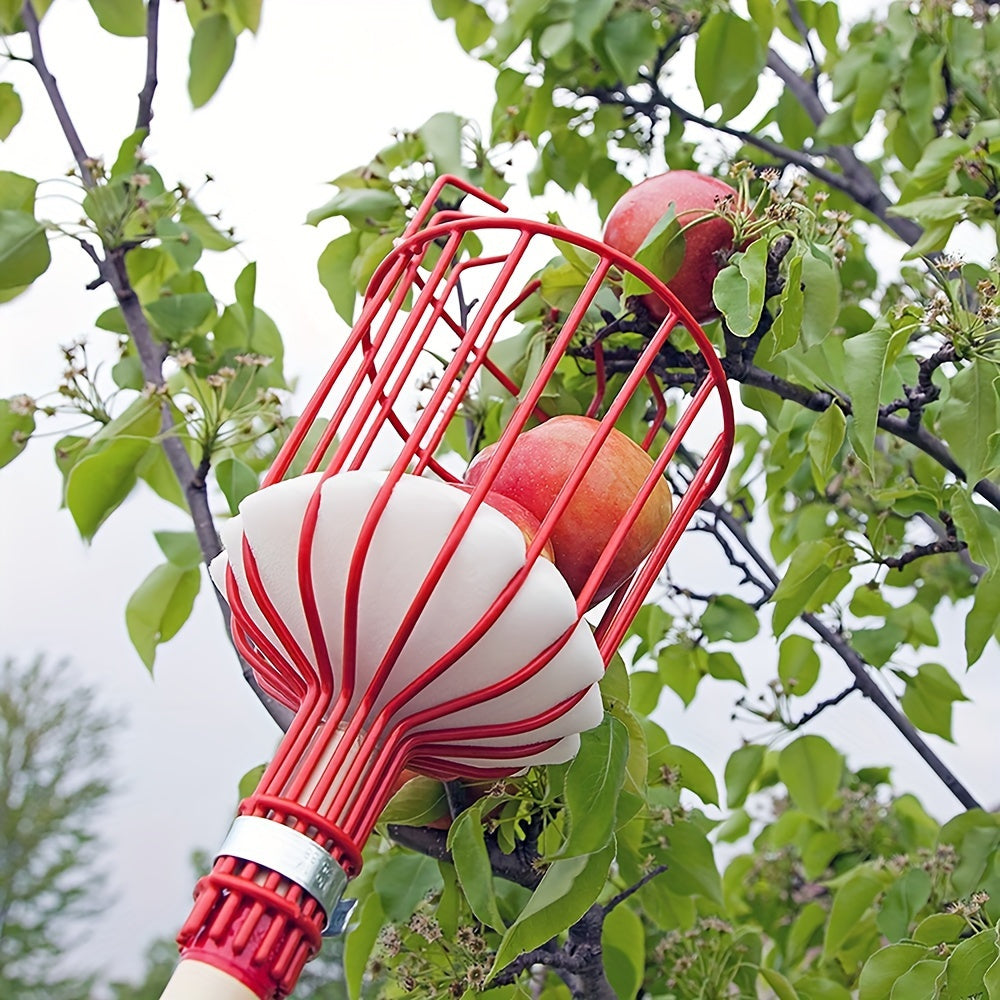 Adjustable Fruit Picker Tool with Aluminum Pole and Basket for High Branch Harvesting