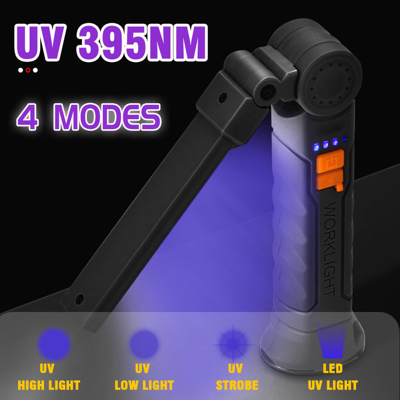 Rechargeable UV LED Flashlight with Magnetic Base for Jewelry Making and Pet Stain Detection