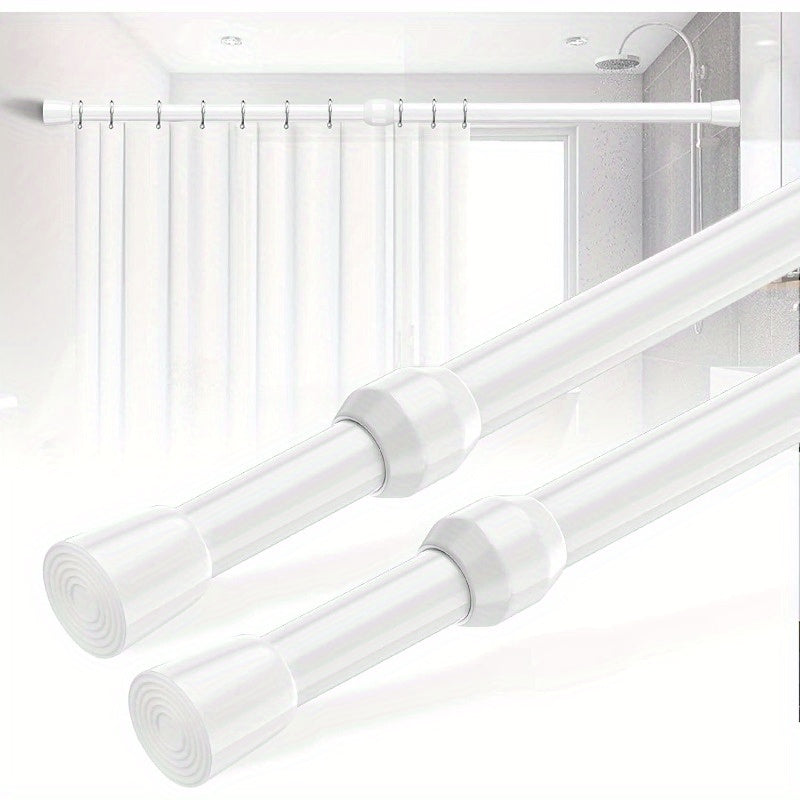 Adjustable Aluminum Shower Curtain Rod 100-190cm No Drilling Bathroom Kitchen Closet