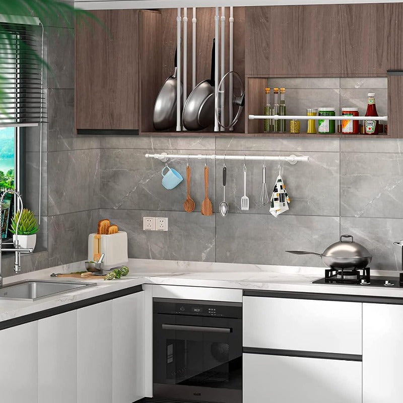 Adjustable Aluminum Shower Curtain Rod 100-190cm No Drilling Bathroom Kitchen Closet