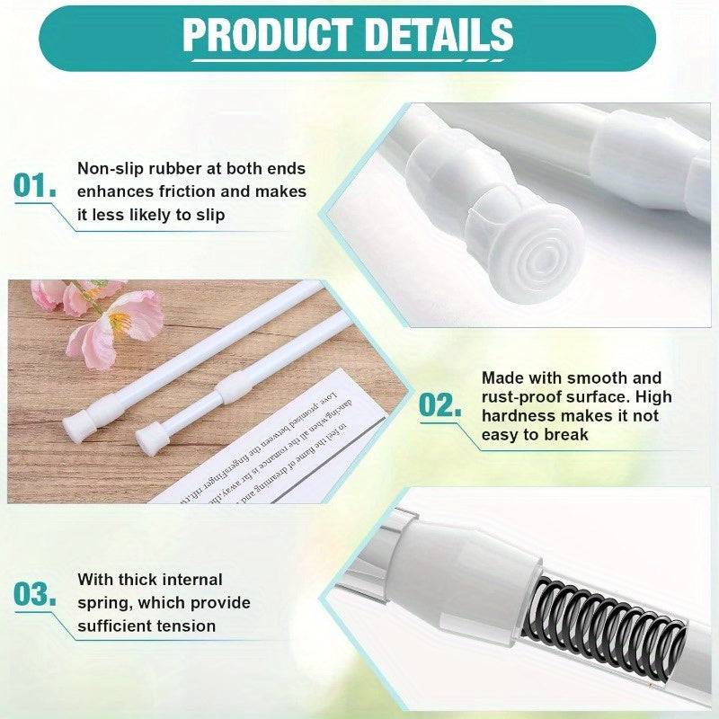 Adjustable Aluminum Shower Curtain Rod 100-190cm No Drilling Bathroom Kitchen Closet