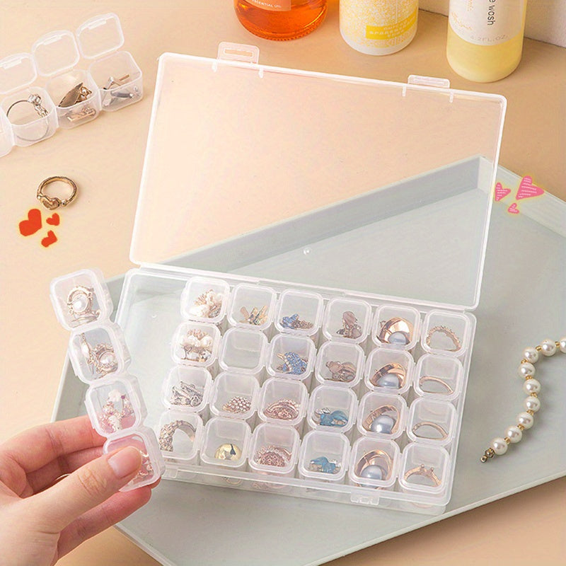 Plastic Jewelry Organizer with 28/56 Grids for Earrings Beads and Crafts Storage