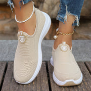 Women's Slip-On Sneakers Breathable Fabric Low-Top Casual Shoes Multiple Colors