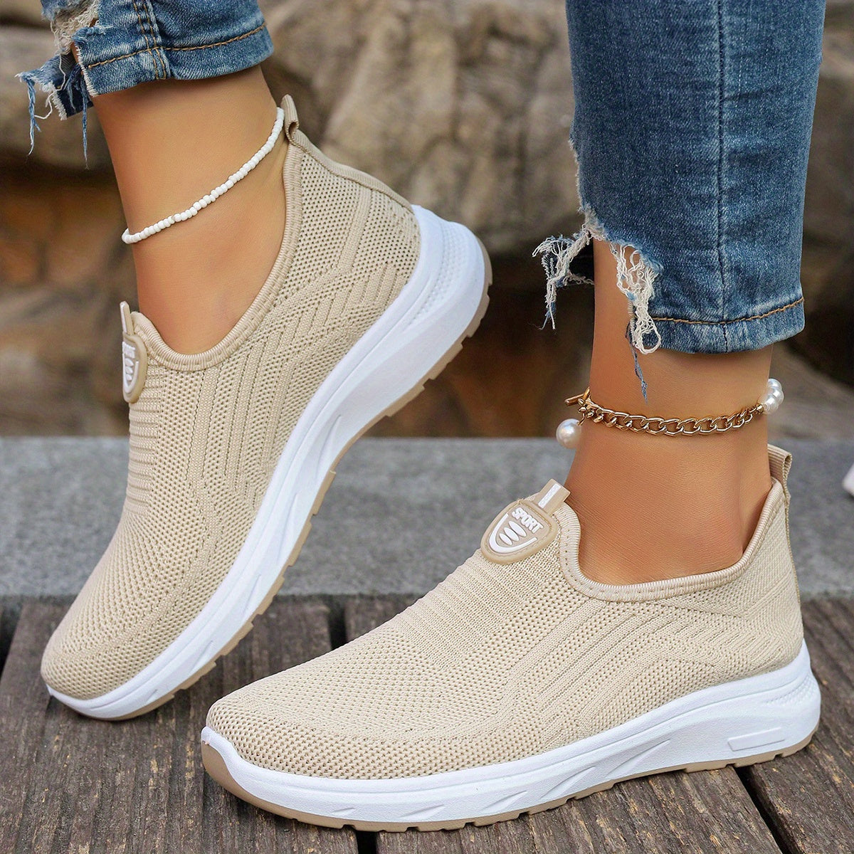Women's Slip-On Sneakers Breathable Fabric Low-Top Casual Shoes Multiple Colors