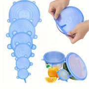 Silicone Food Lids Set of 6 Reusable Microwave and Freezer Safe BPA-Free
